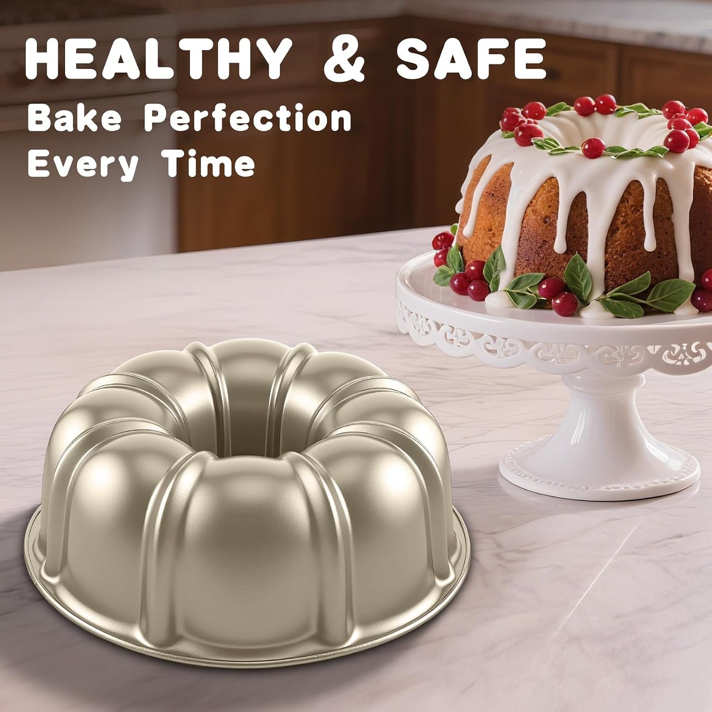 Molde Pastel Bundt Antiadherente 10pulg Redondo Acanalado