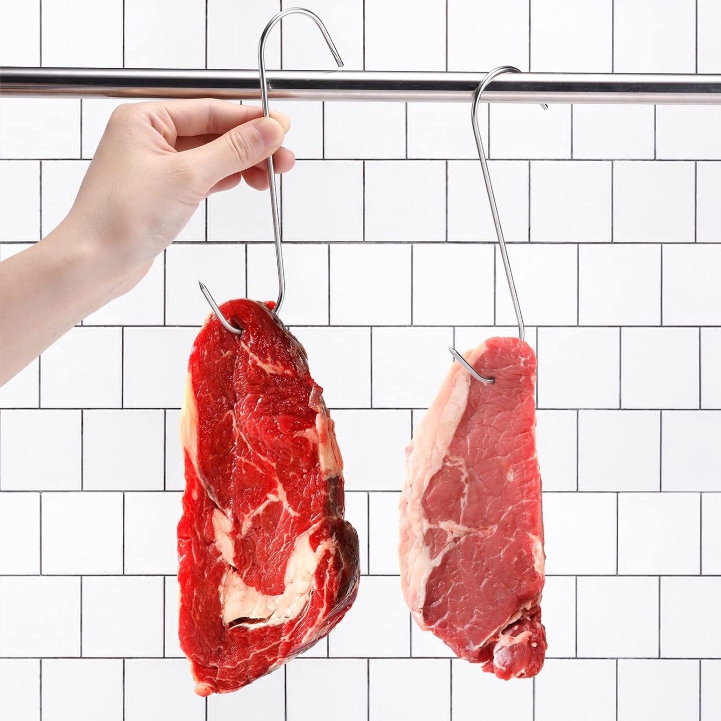 24 Pzas Ganchos Carne Acero Inox 6" Forma S