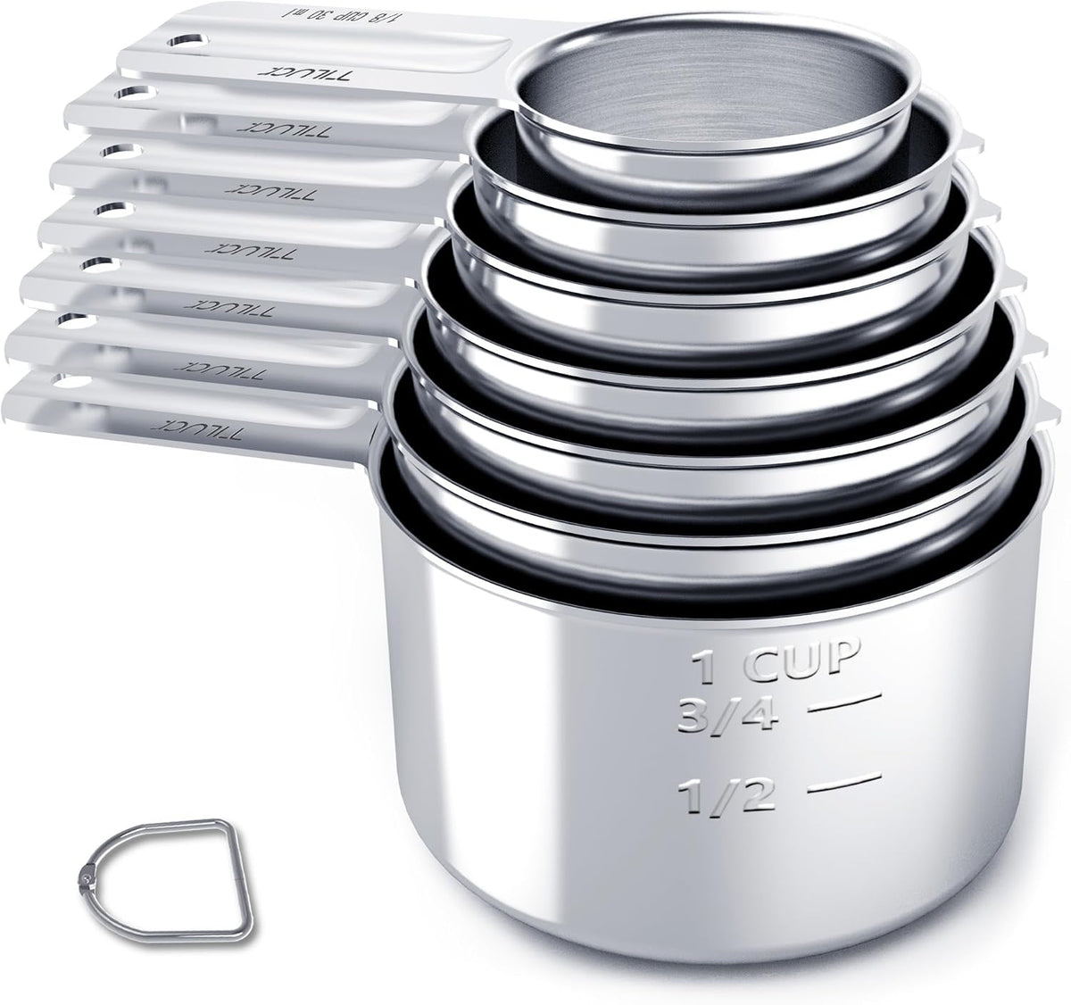 Set 7 Pzas Tazas Medidoras Acero Inox para Cocina