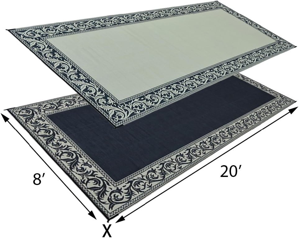 Tapete patio reversible 8x20ft negro/beige