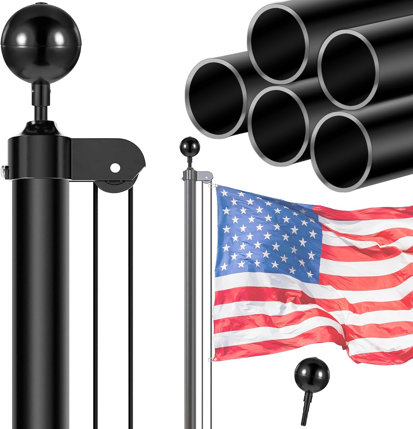 Mástil bandera exterior seccional 13-20ft con 3x5
