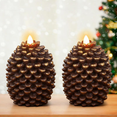 Velas piña LED parpadeantes sin llama 6h juego 2 marrón 3.5x4.7pulg
