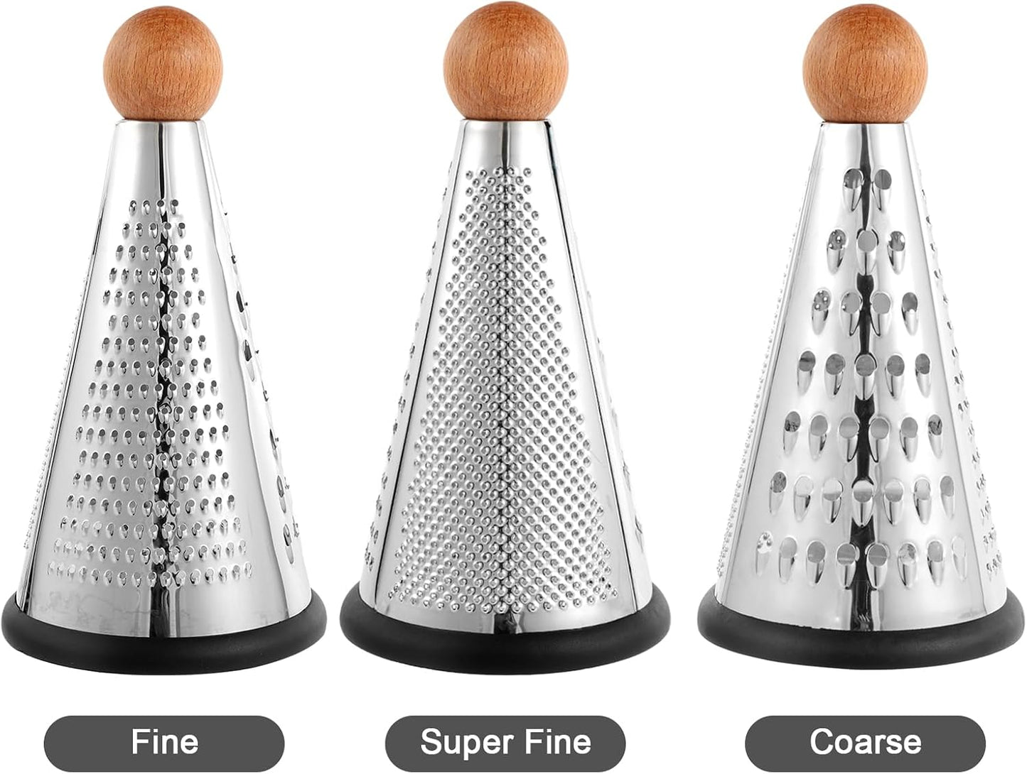 Rallador queso parmesano acero inox triple función mesa madera
