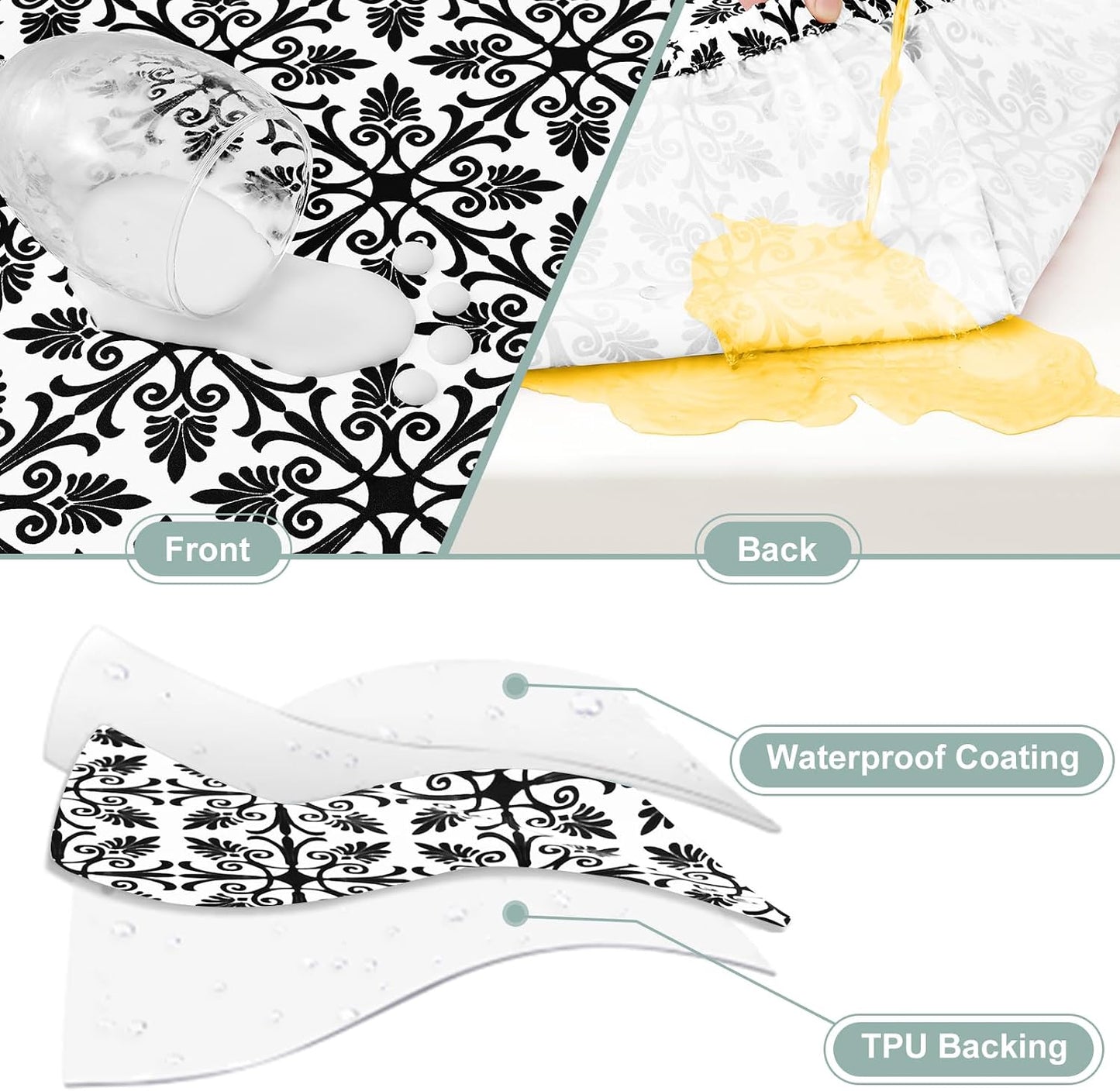 Mantel picnic impermeable elástico 30x72" poliéster negro