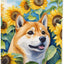 Bandera jardín girasoles Shiba Inu multicolor