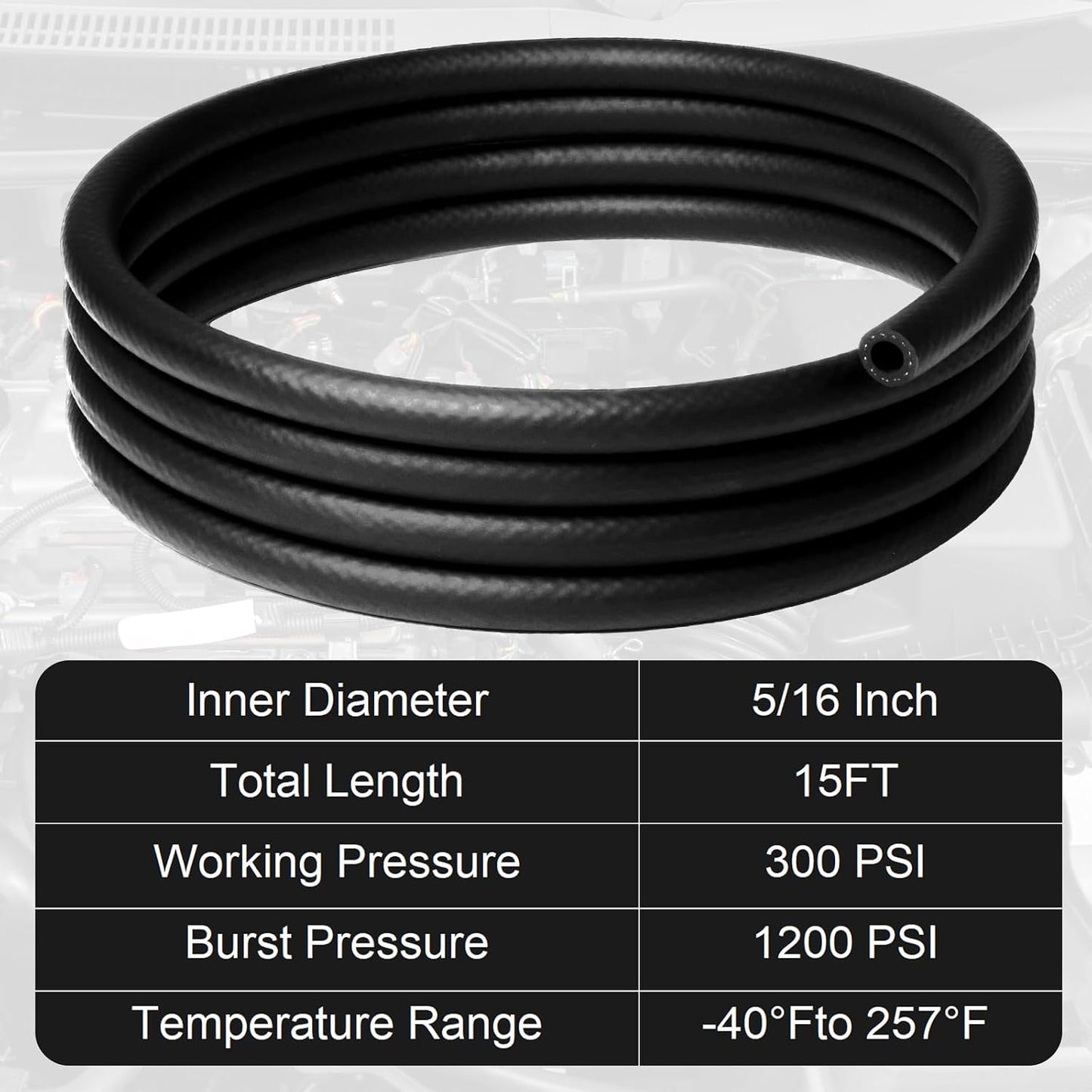 Manguera NBR 5/16" 15ft para motor pequeño negro