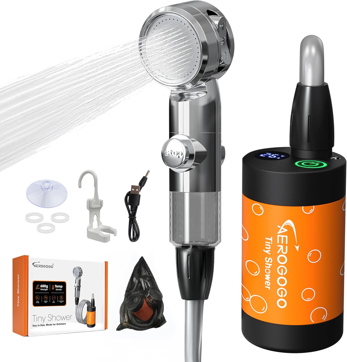 Ducha portátil recargable con LED 3 modos presión fuerte