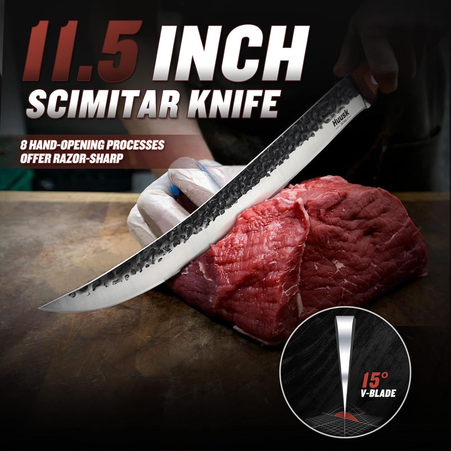 Cuchillo carnicero japonés 11.5pulg alto carbono ergonómico