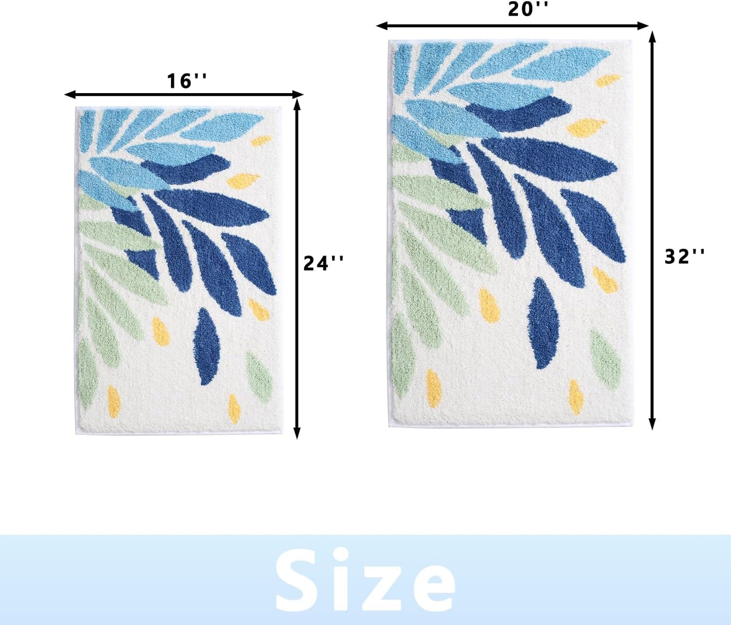 Tapete baño microfibra antideslizante 16x24pulg verde azul