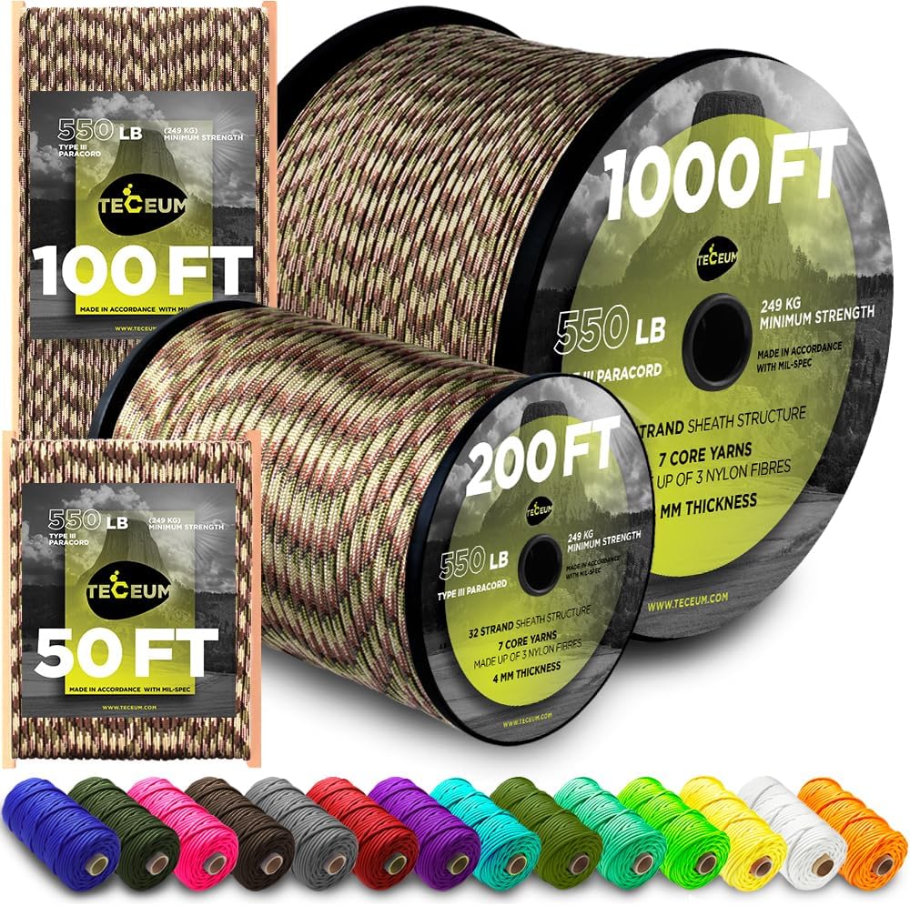 Cuerda paracaídas táctica 5/32 pulg 1000pies 45 colores