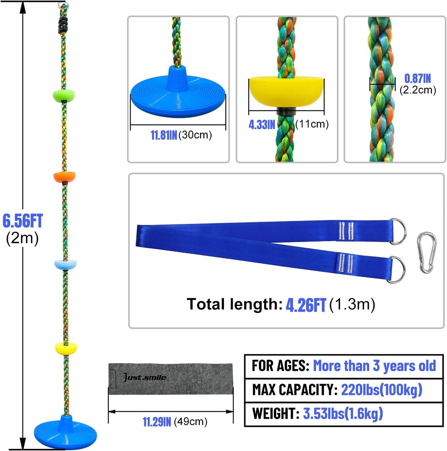 Columpio árbol para niños con plataforma y correa 4ft