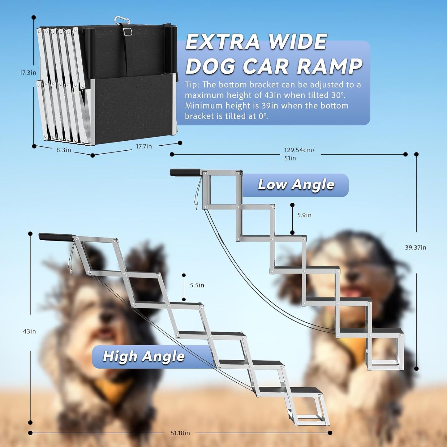 Rampa plegable perro grande 43pulg antiderrap para SUV