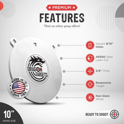 Objetivos acero 3/8-1/2 pulg 12-4 pulg gong pintado USA