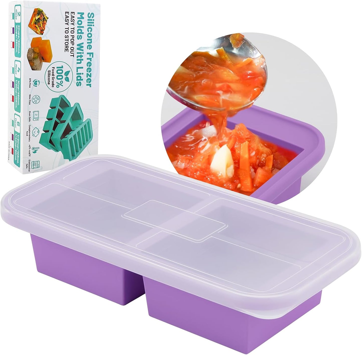 Moldes silicona congelador con tapas recipiente cocina