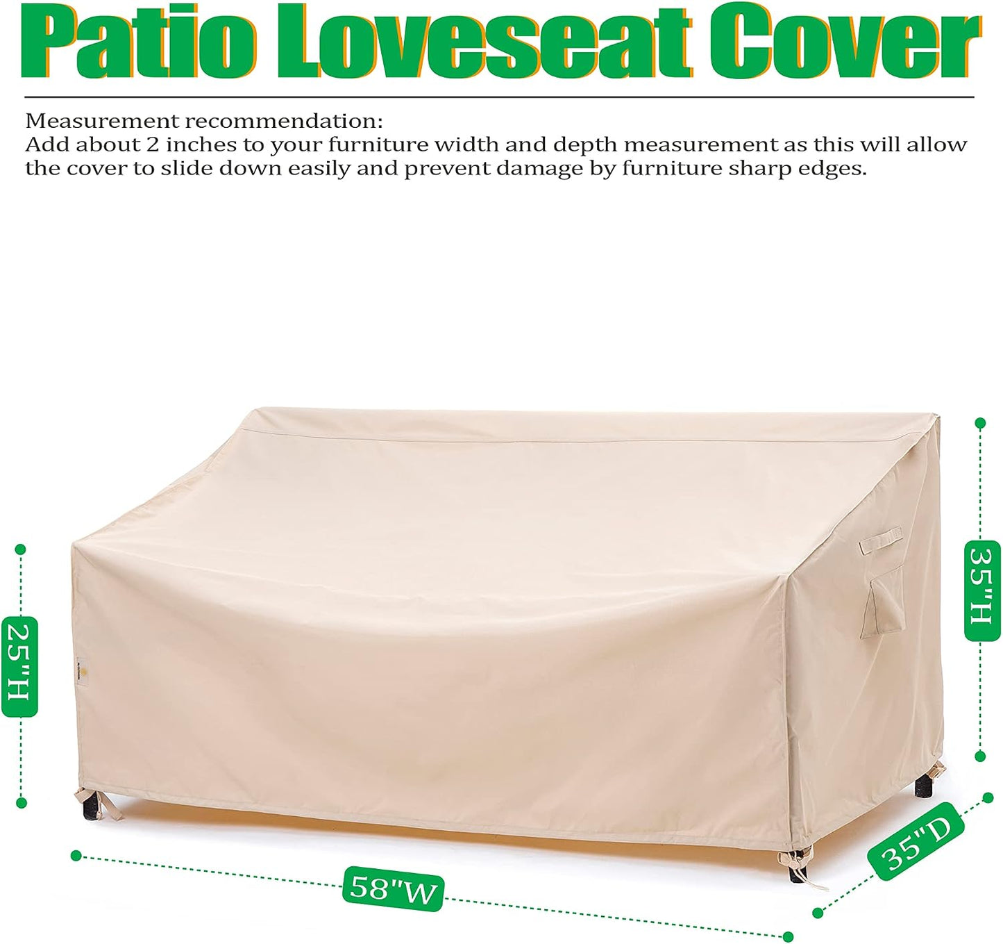 Funda sofá patio 2 plazas impermeable UV beige