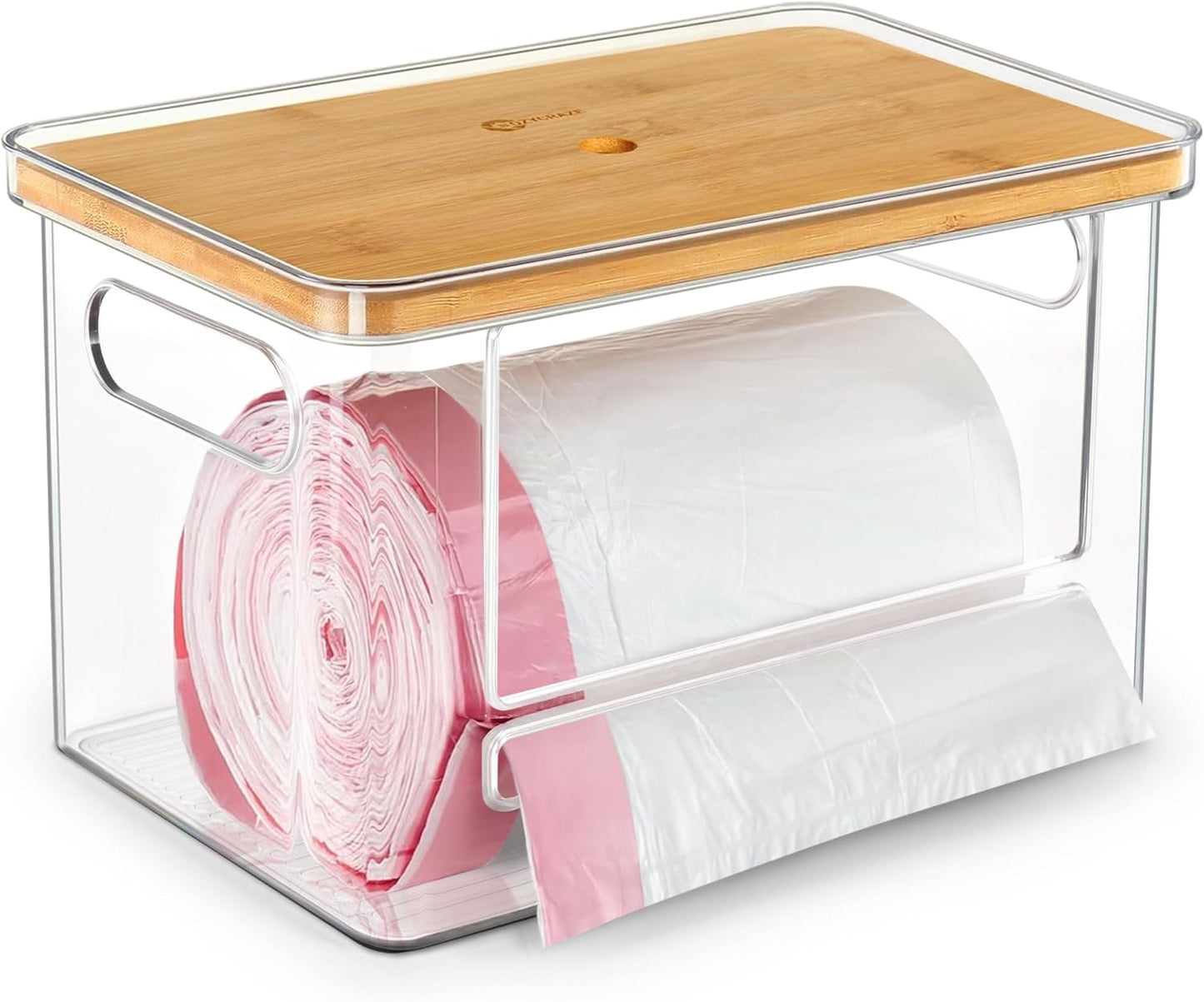 Dispensador bolsas basura apilables madera base antiderrap