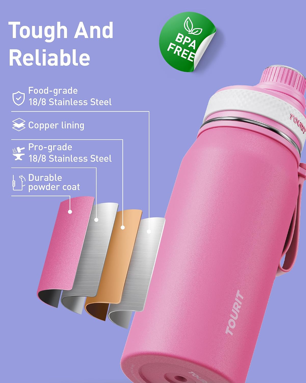 Botella agua acero inox 32oz doble pared vacío tapa deporte