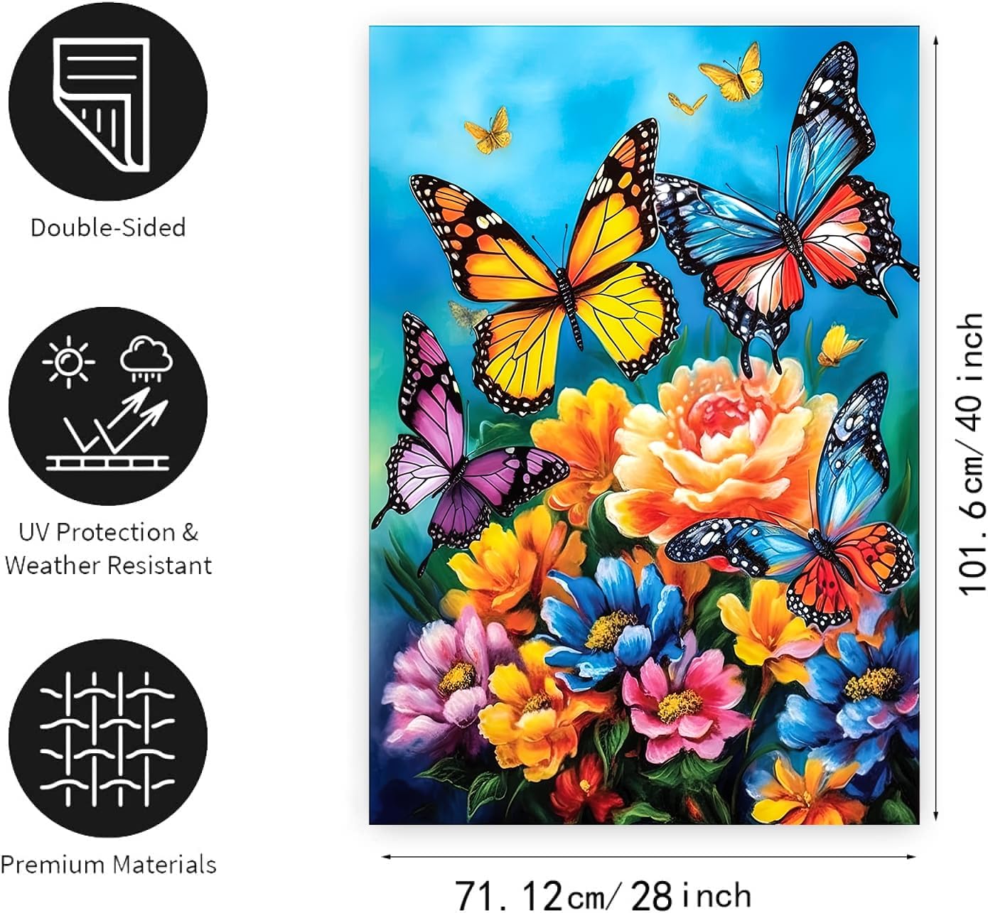 Banderas de jardín doble cara 28x40" flores decorativas
