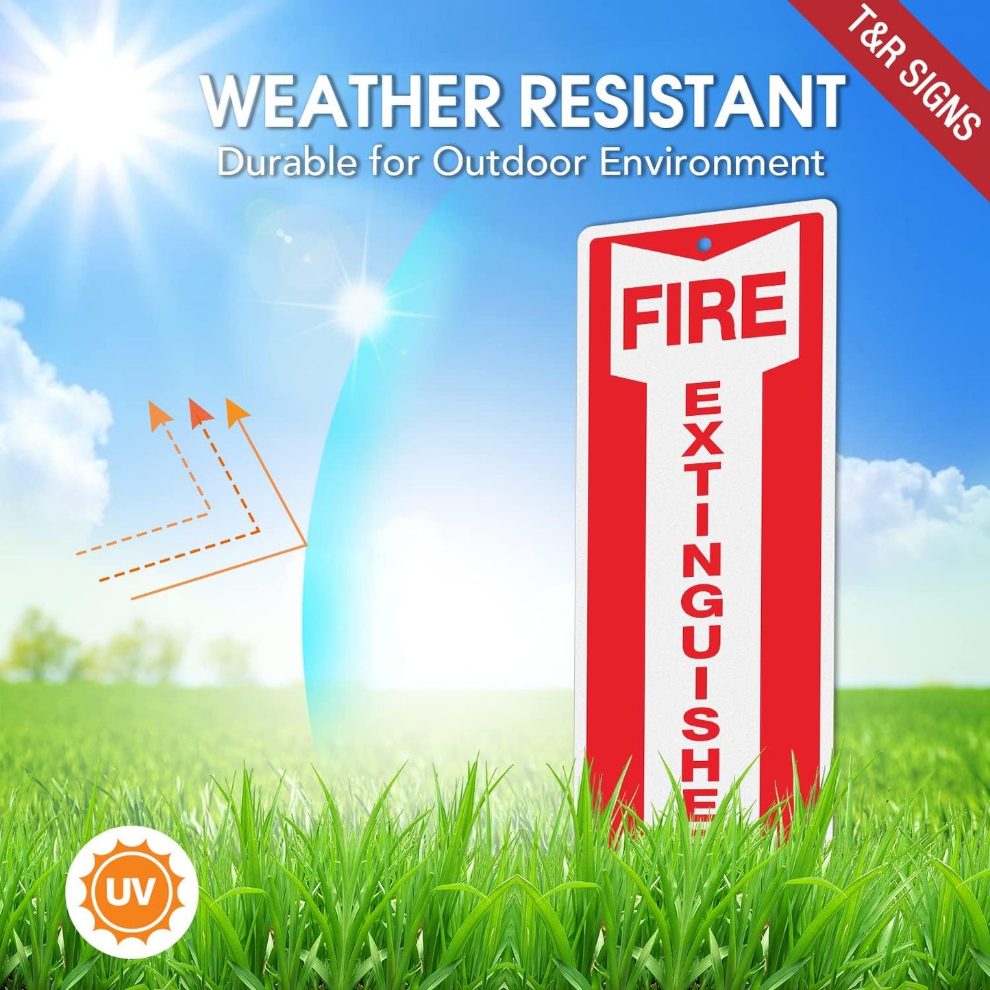 Letrero aluminio extintor 12x4" set 4 impermeable