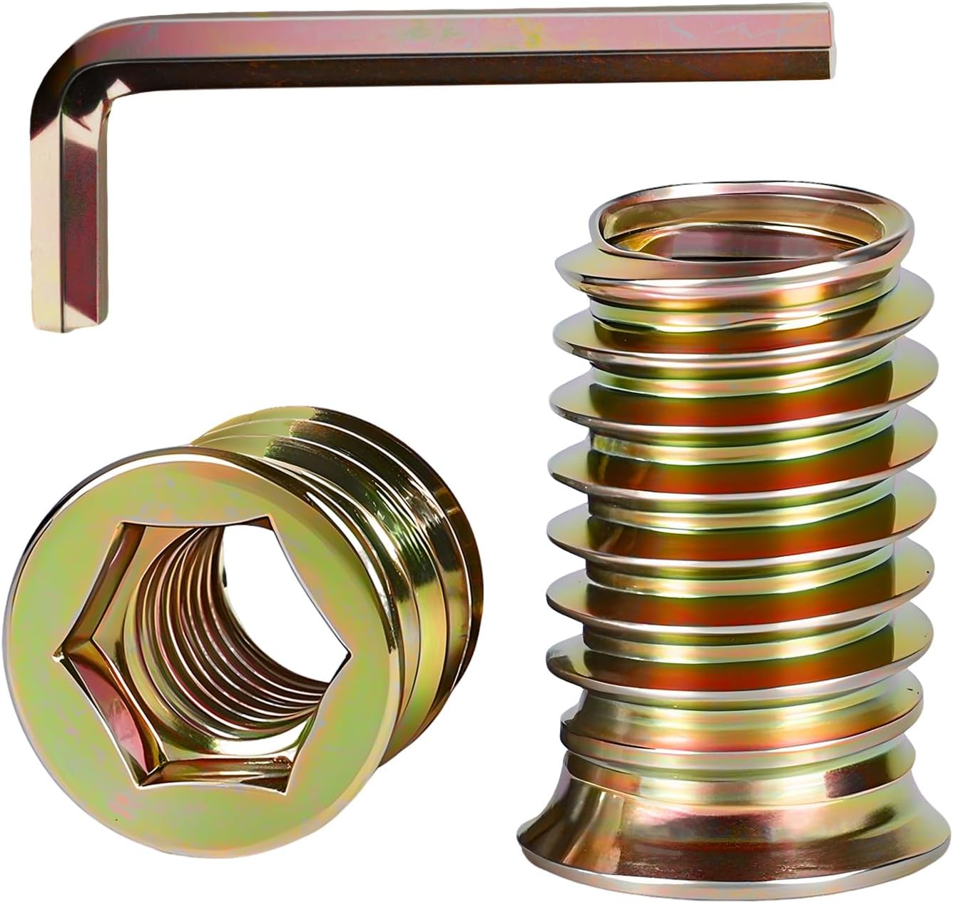 30 Pzas Insertos Roscados M8-1.25x25mm para Madera con Llave