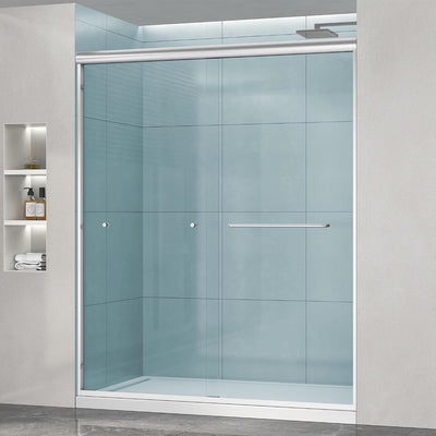 Puerta ducha deslizante 56-60x72pulg vidrio templado níquel