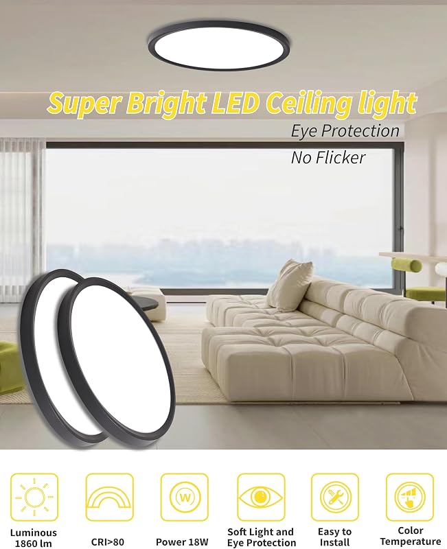 4 Lámparas LED Techo 9" 3000-6000K Delgada Dormitorio