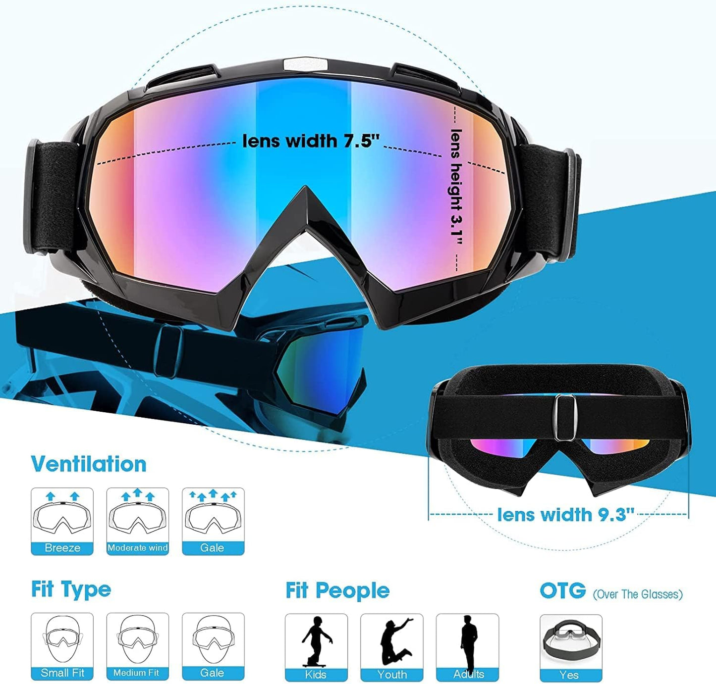 Gafas motocross pack 2 visión amplia para adultos
