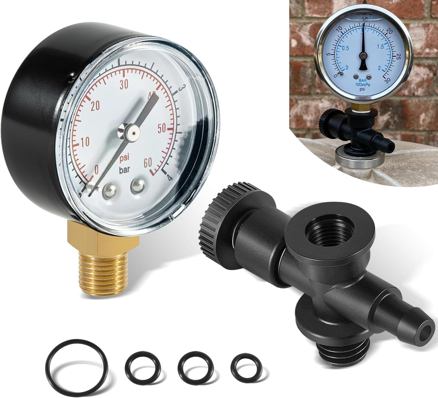 Conjunto adaptador manómetro juntas tóricas para filtro