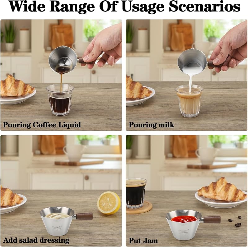 Taza medidora espresso acero inox madera doble boquilla 100ml plateado