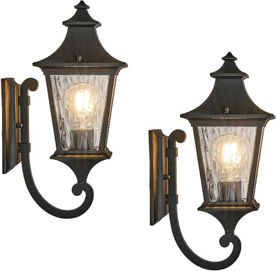 2 Luces Pared Exteriores Vidrio Ondulado E26 Impermeable