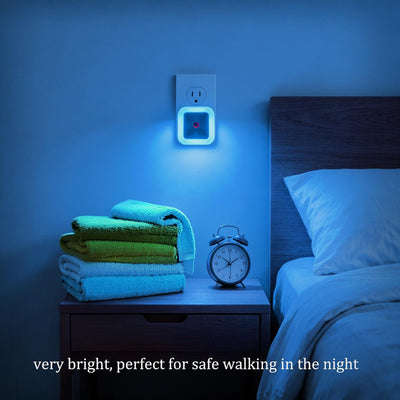 2 Luces Nocturnas LED Azules Pared Sensor Automático Dormitorio