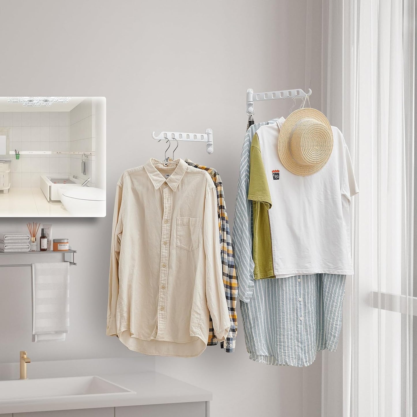 Estante para colgar ropa pared blanco