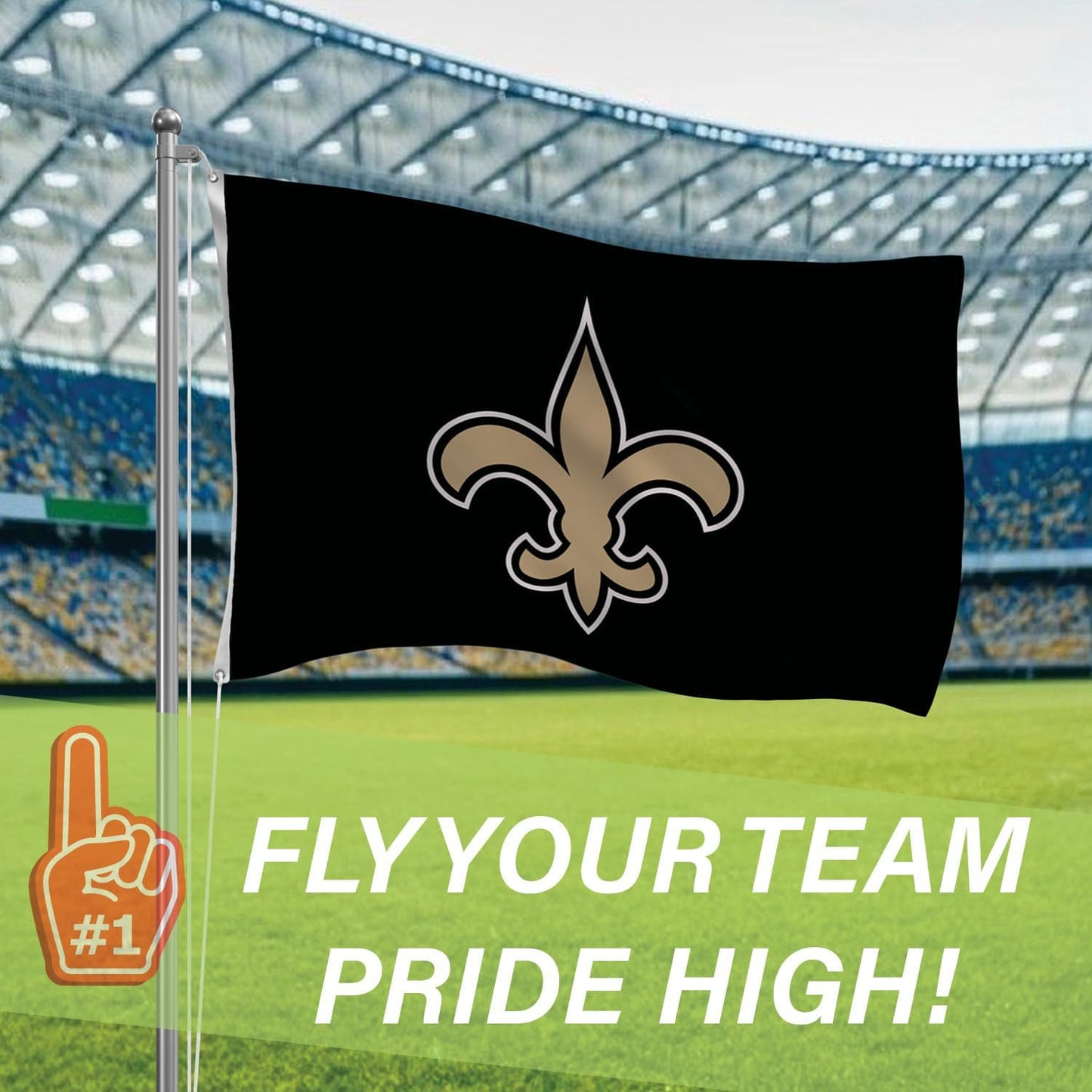 Bandera New Orleans Saints 3x5 con ojales decoración