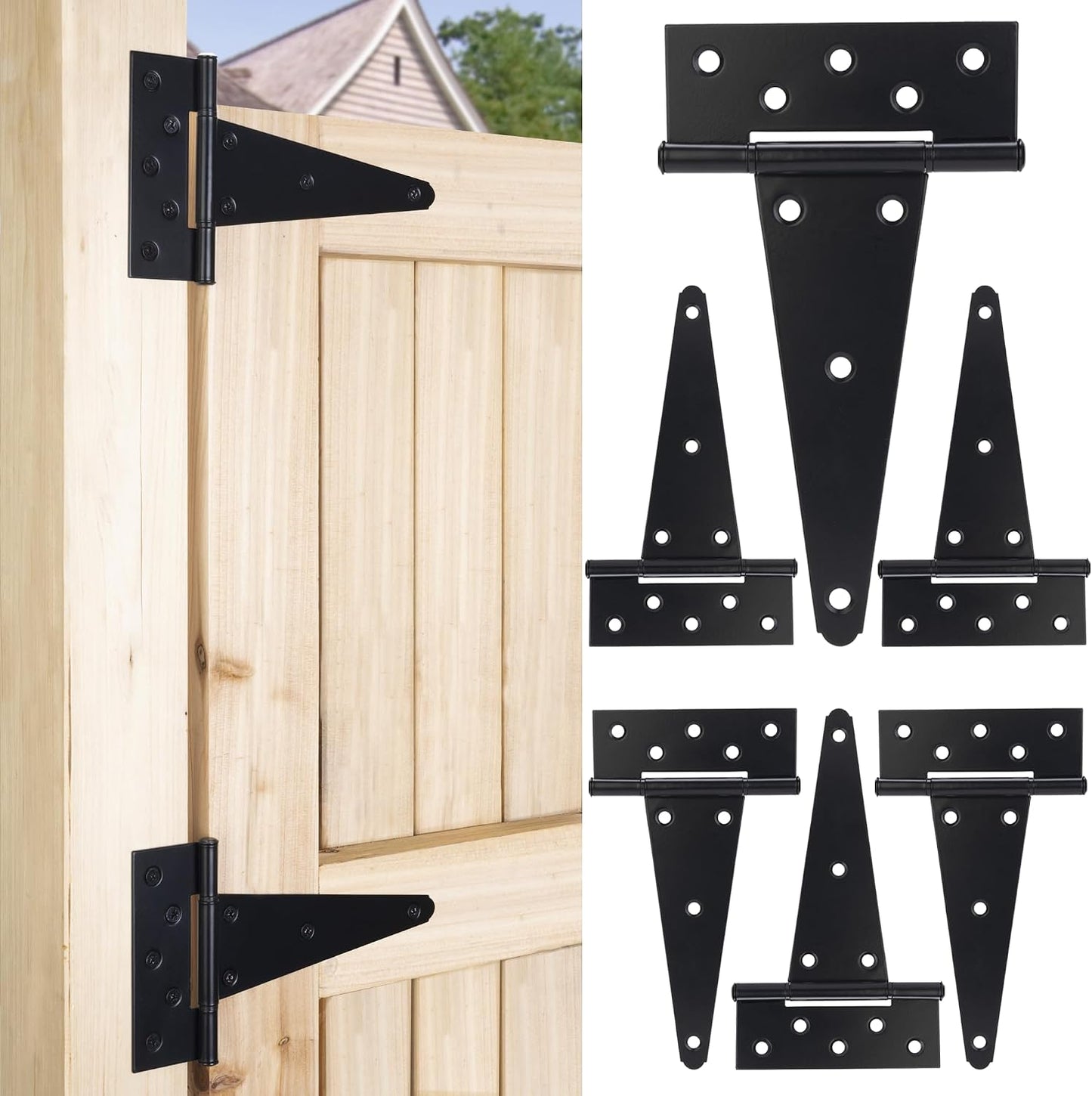 Bisagras en T negras resistentes para puerta de madera patio