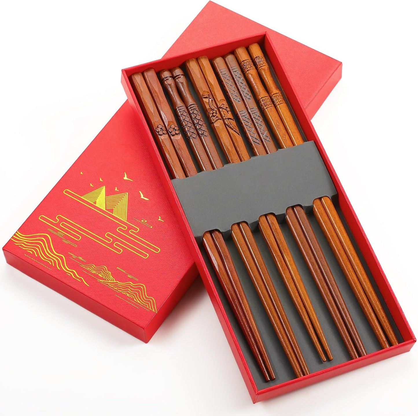 Palillos madera natural reutilizables antideslizantes 8.8pulg