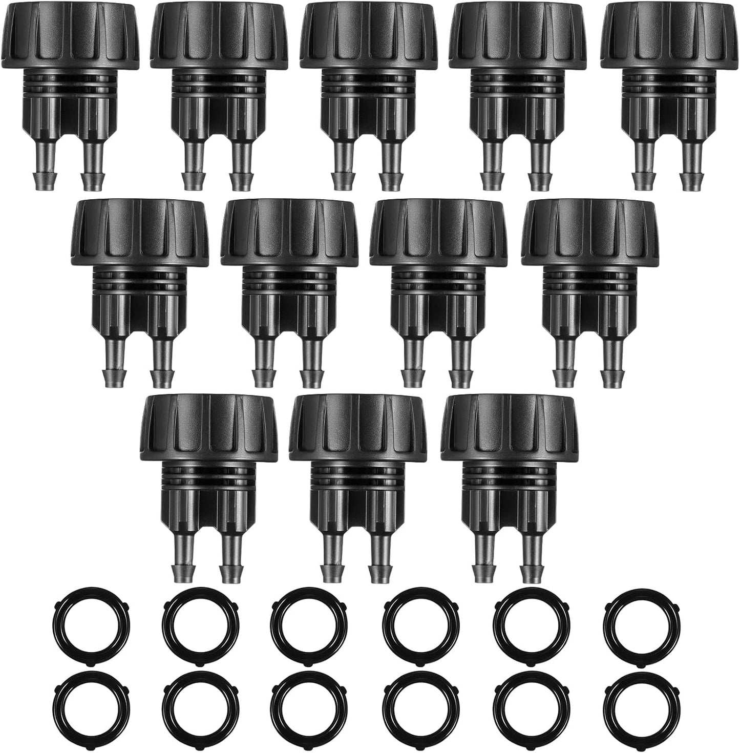 12 Conectores manguera riego 1/4 a 3/4 pulg
