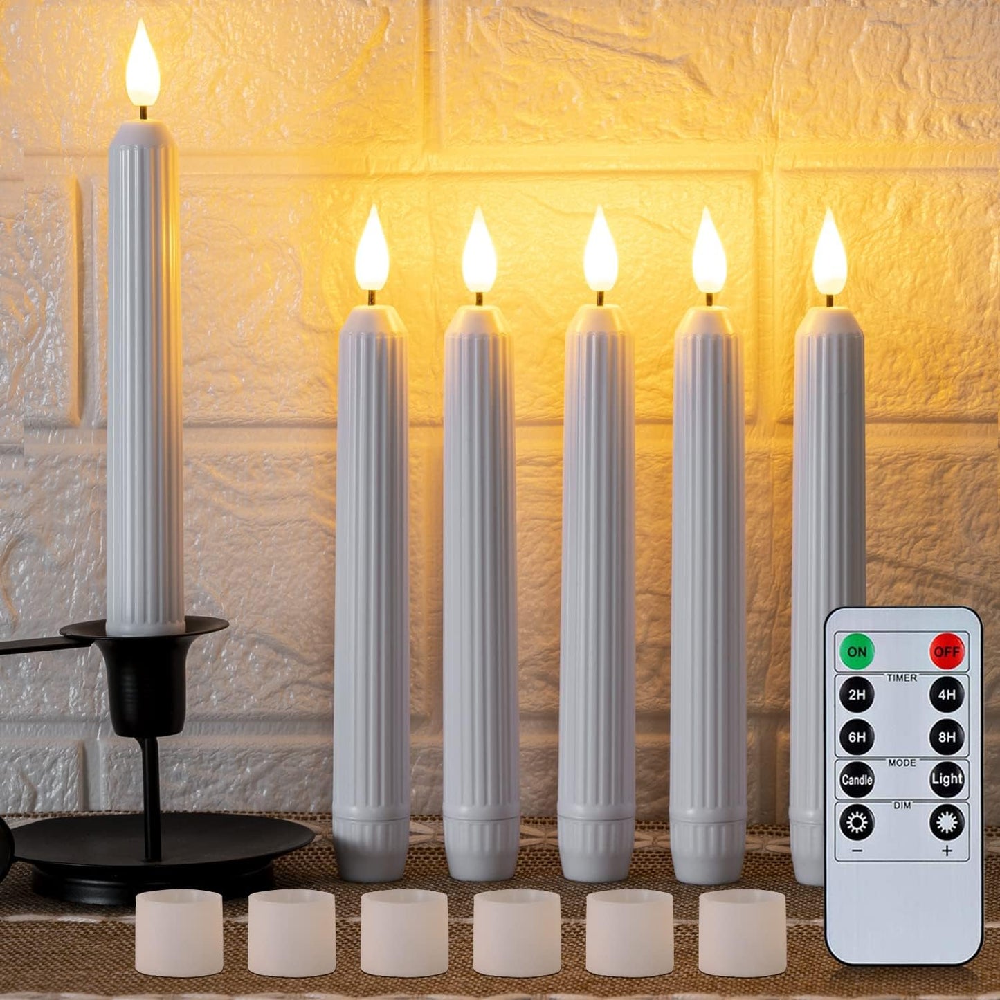 Velas cónicas LED sin llama con control remoto y temporizador