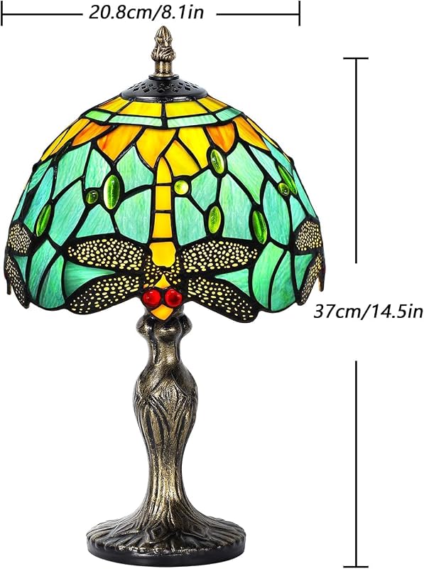 Lámpara mesa vidrio teñido estilo cuentas luz noche hecha
