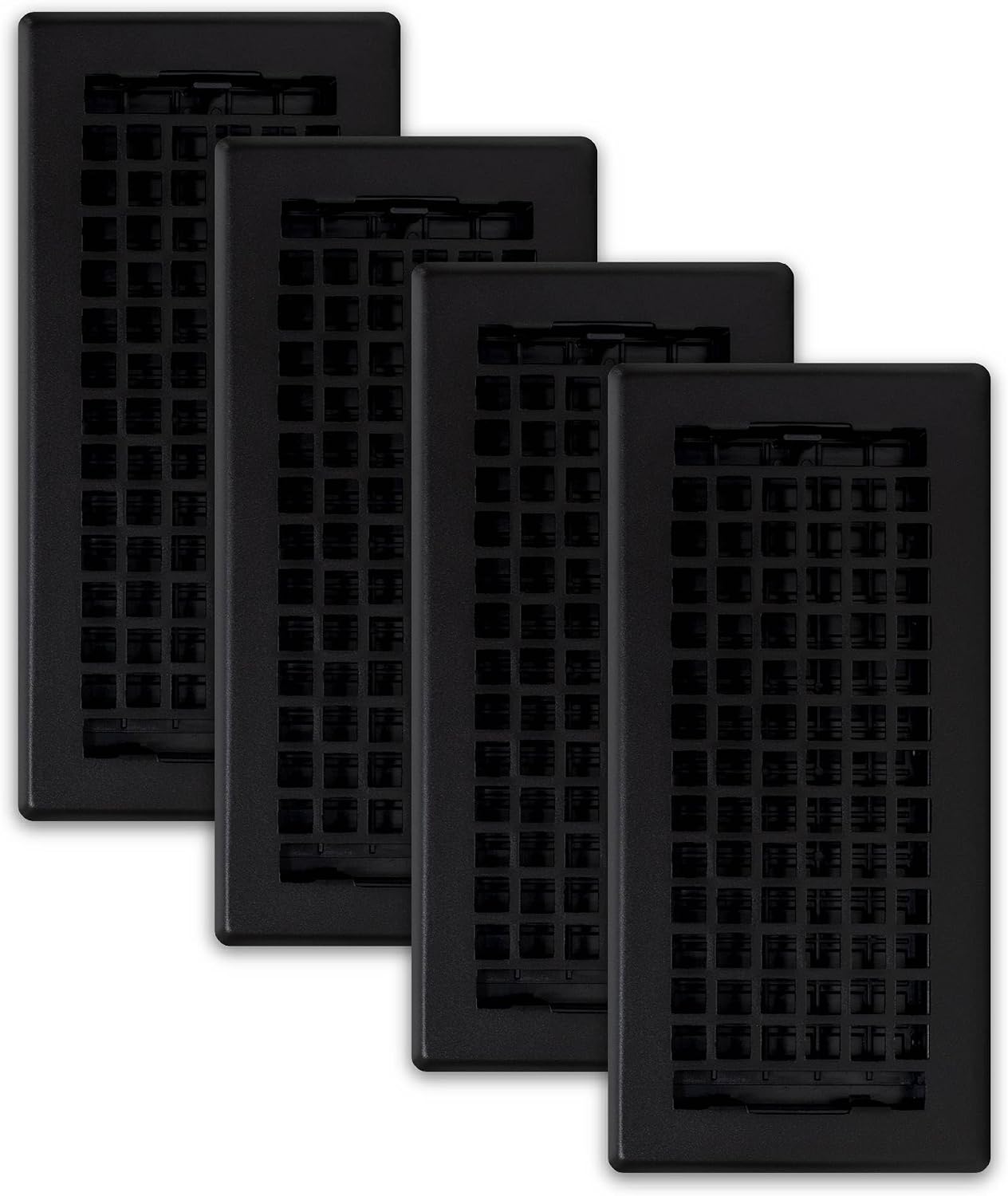 4 Pzas Rejilla Piso Celosía 4x10pulg Negro Texturizado