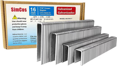 Grapas corona 7/16 pulg 1120 uds para madera acero