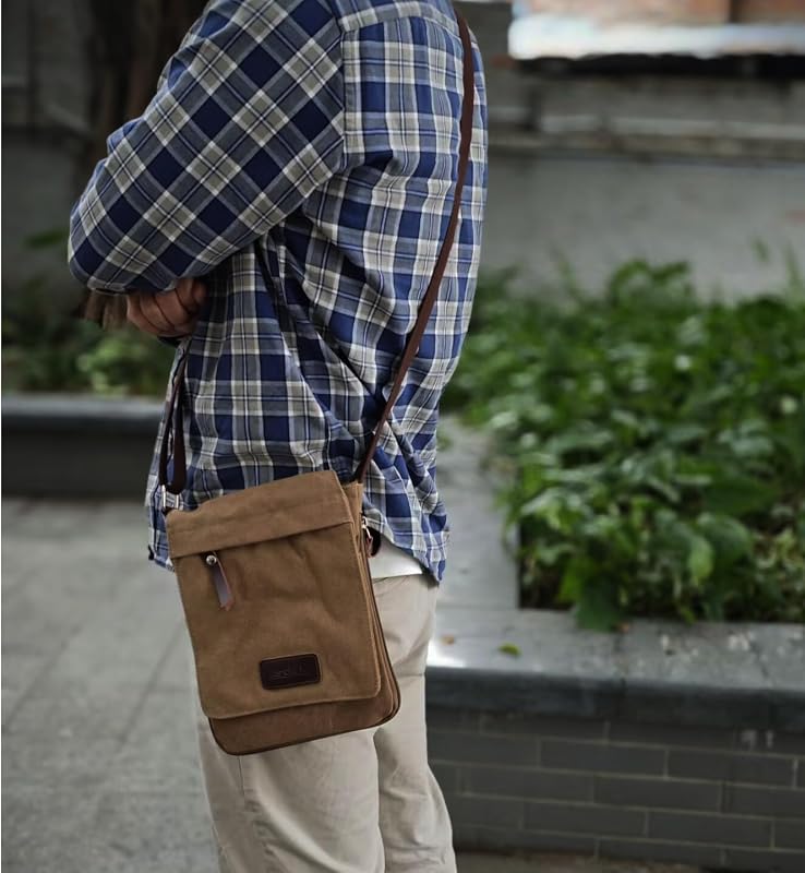 Bolso bandolera cuero vintage lona
