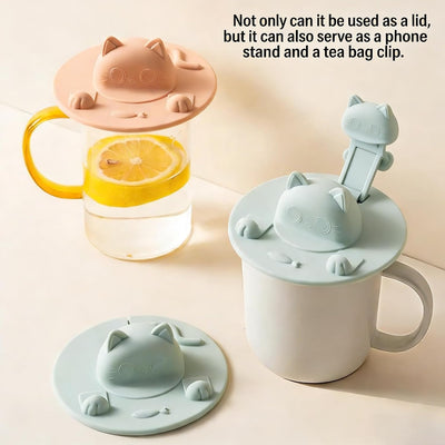 Fundas de silicona para tazas con soporte para bolsa de té diseño de gato