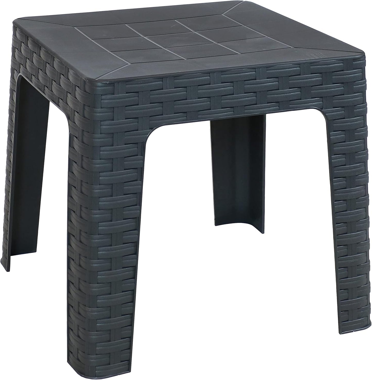 Mesa auxiliar cuadrada plástico exterior color gris