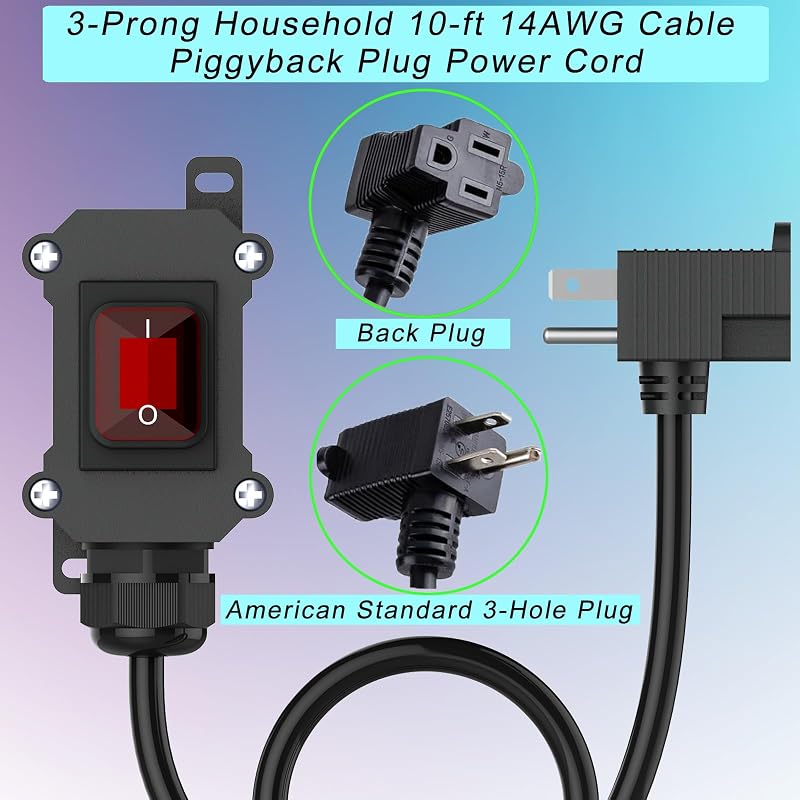 Interruptor cable 14 AWG IP67 con enchufe