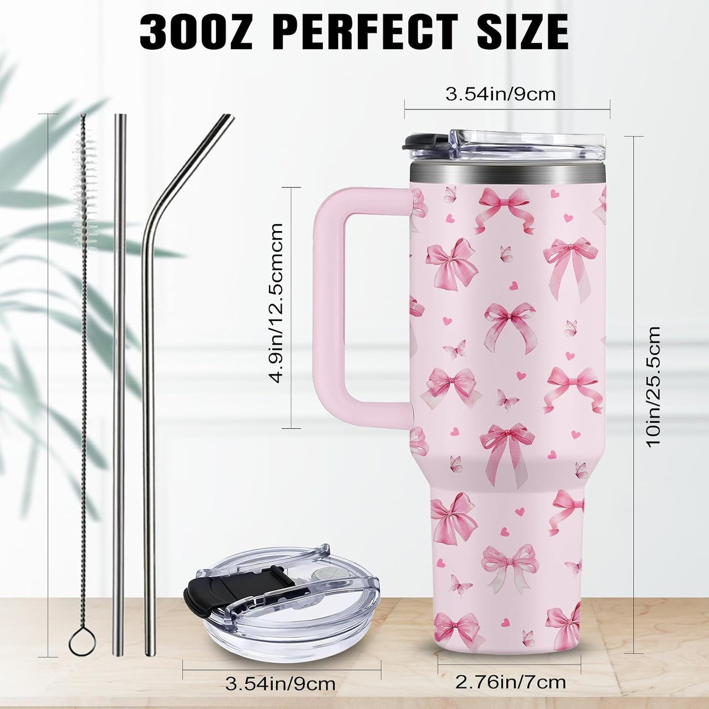Vaso acero inox con lazo rosa 770ml para mujer