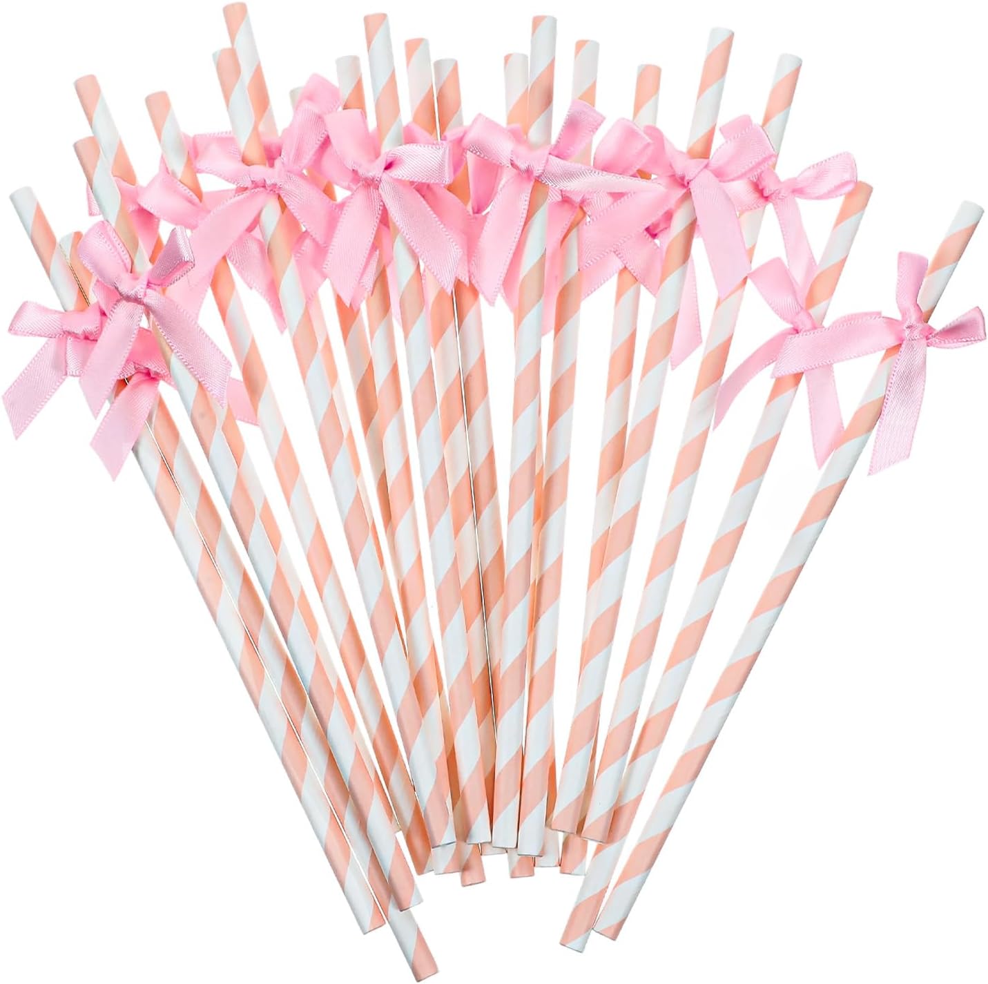 Pajitas de papel rosa de 7.7 pulgadas para bodas y fiestas