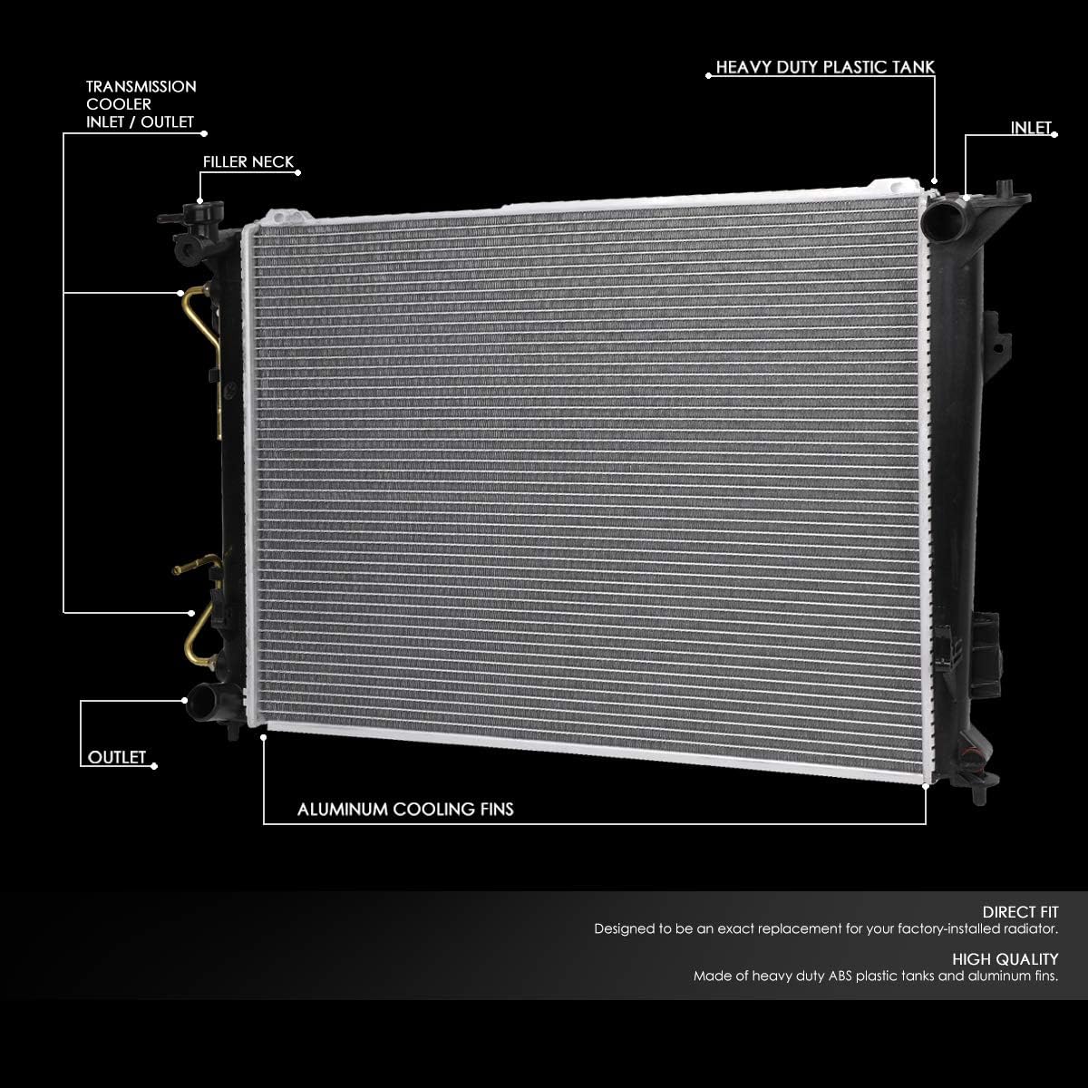 Radiador aluminio comp Azera 06-11 Magentis 07-10 25x18"