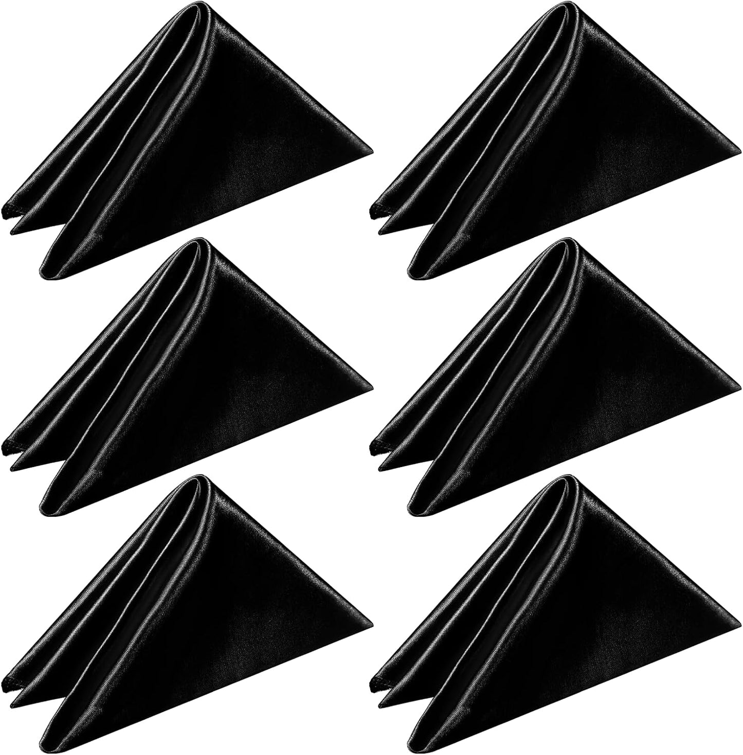 6 Pzas Servilletas Satén Negro 17x17pulg Lavables Bodas