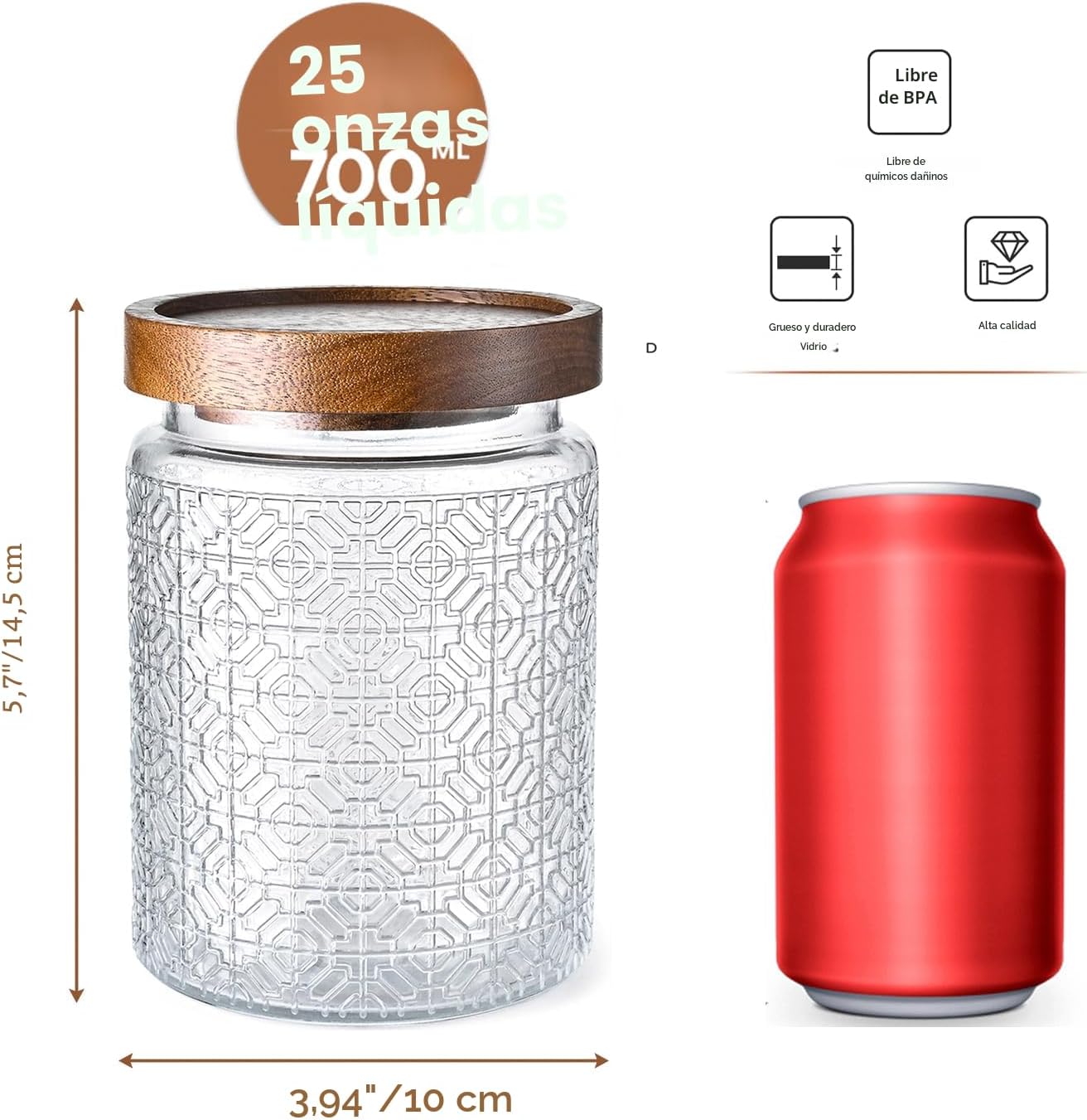 Frascos vidrio mason 24oz boca ancha cocina