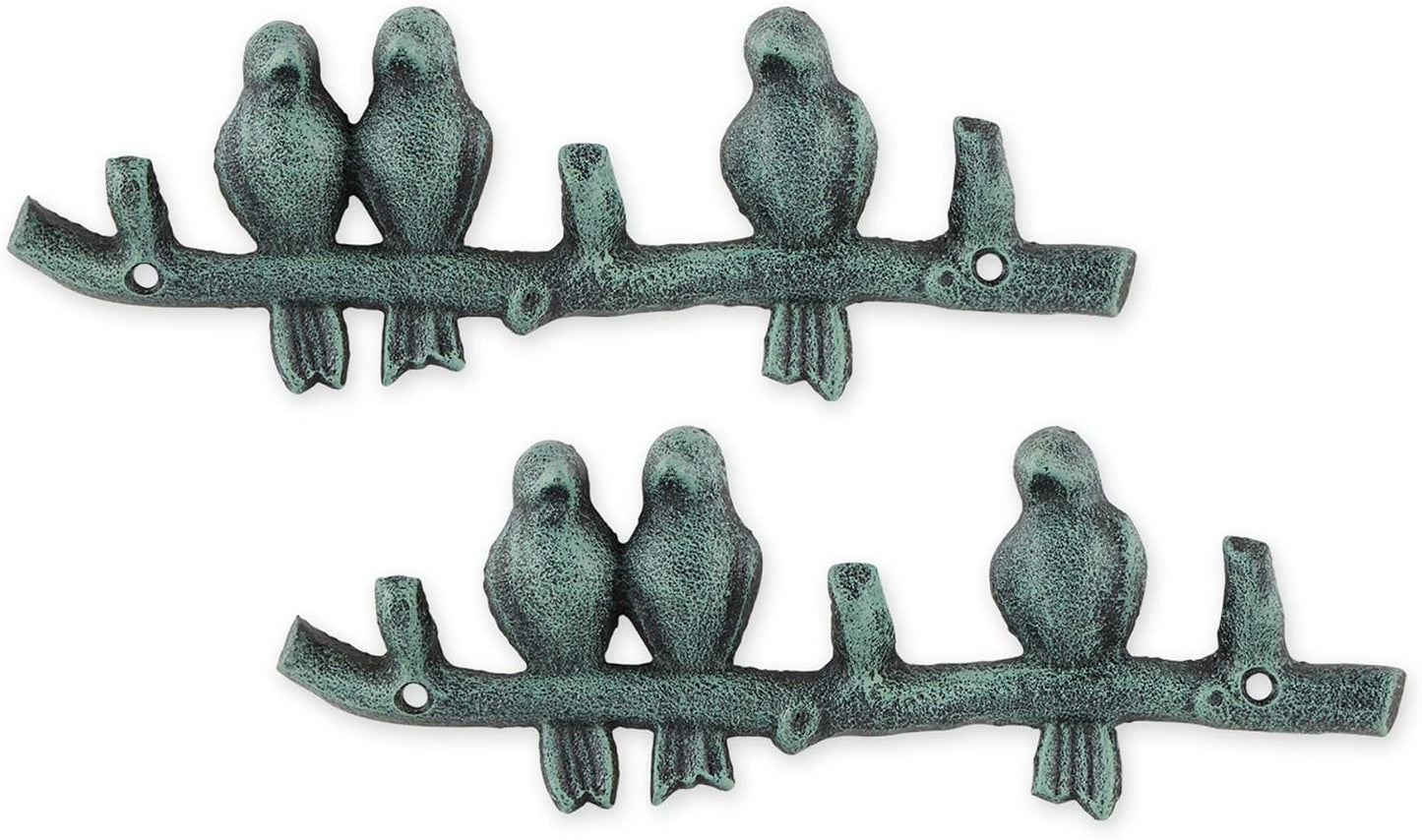 Set 2 ganchos hierro fundido diseño pájaros rama